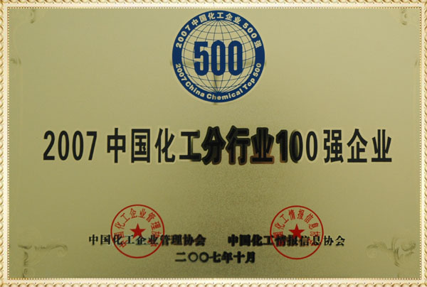 遠(yuǎn)興2007年中國(guó)化工分行業(yè)100強(qiáng)獎(jiǎng)牌
